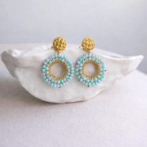 Tirkizne viseće naušnice s perlicama Azura