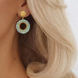 Tirkizne viseće naušnice s perlicama Azura